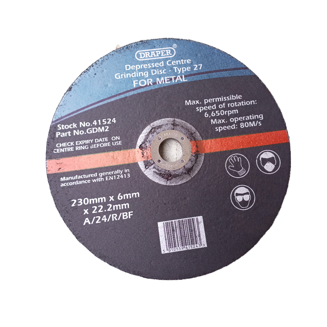 9 Inches Draper Gdm2 Depressed Center Grinding Disc 230 X 6 X 22.2mm