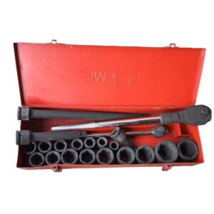 Smoos 3/4″-1  5/16″ x 3/4” Drive Black Impact Socket Set 21 Pieces, Imperial 6-Point CRV Steel Includes Extension Bar and Ratchet