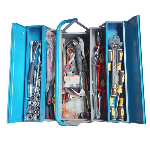 Mechanic Tool Kit, Auto Repair Tool Set, Home Repair Tool Set, Portable Cantilever Metal Tool Box CKT00064