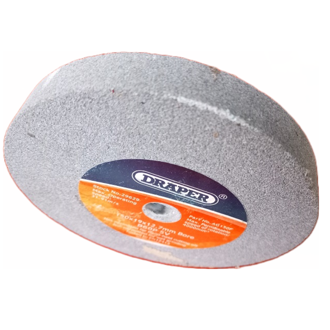 DRAPER AG150F Aluminium Oxide Bench Grinding Wheel, Grinding stone 150 X 19mm X 12.7mm Bore, 60 Grit